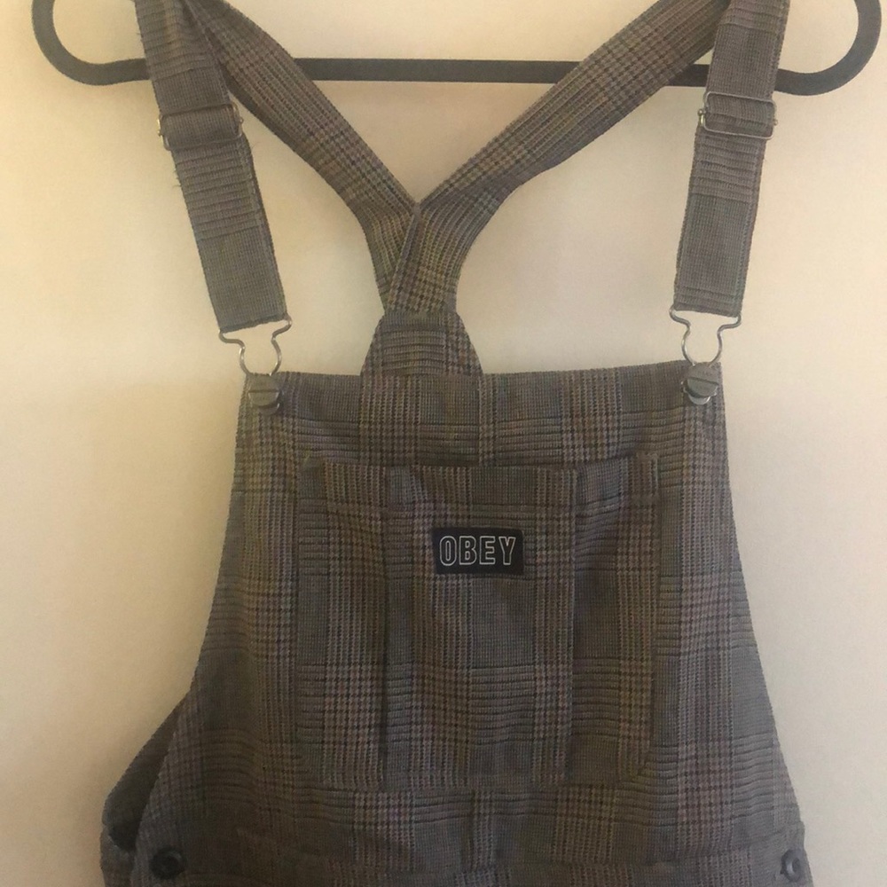 Obey plaid overalls sz 25